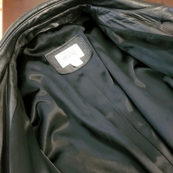 ANDRE Creations de Cuir Mens 2XL Leather Trench Coat Black - Picture 14 of 14